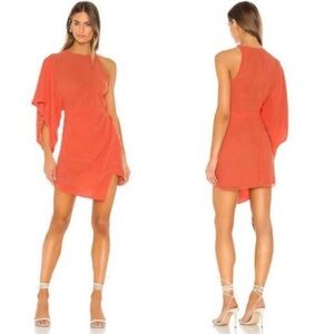 Michael Costello Orange One-Shoulder Sheath Dress